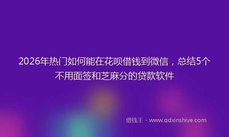 2026年热门如何能在花呗借钱到微信，总结5个不用面签和芝麻分的贷款软件