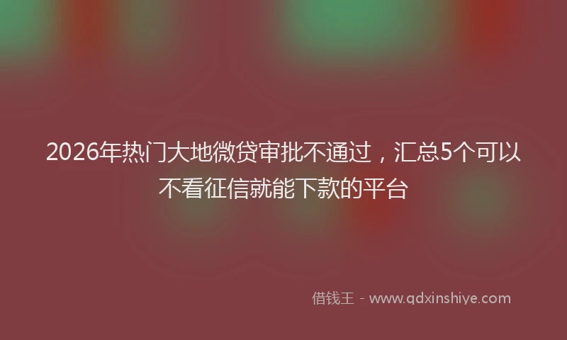 2026年热门大地微贷审批不通过，汇总5个可以不看征信就能下款的平台