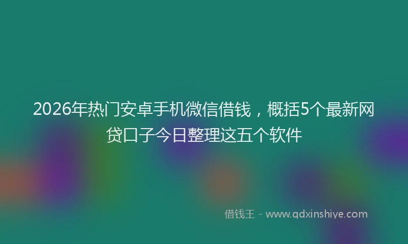2026年热门安卓手机微信借钱，概括5个最新网贷口子今日整理这五个软件