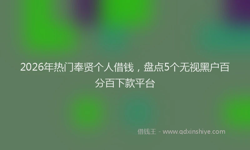 2026年热门奉贤个人借钱，盘点5个无视黑户百分百下款平台