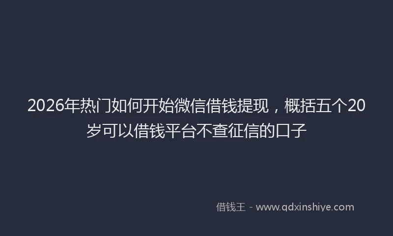 2026年热门如何开始微信借钱提现,概括五个20岁可以借钱平台不查征信的口子