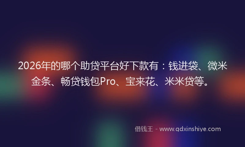 2026年的哪个助贷平台好下款有：钱进袋、微米金条、畅贷钱包Pro、宝来花、米米贷等。