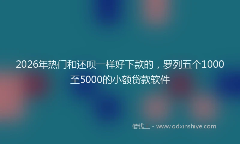 2026年热门和还呗一样好下款的，罗列五个1000至5000的小额贷款软件