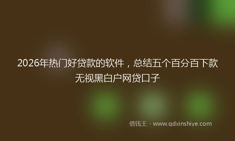 2026年热门好贷款的软件，总结五个百分百下款无视黑白户网贷口子