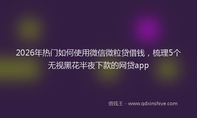2026年热门如何使用微信微粒贷借钱,梳理5个无视黑花半夜下款的网贷app