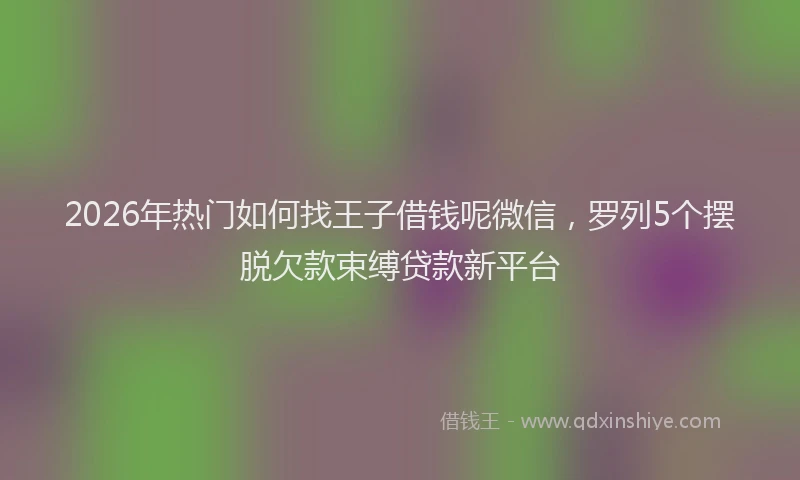 2026年热门如何找王子借钱呢微信，罗列5个摆脱欠款束缚贷款新平台