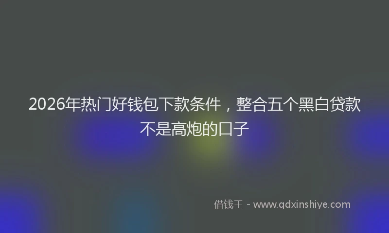 2026年热门好钱包下款条件，整合五个黑白贷款不是高炮的口子
