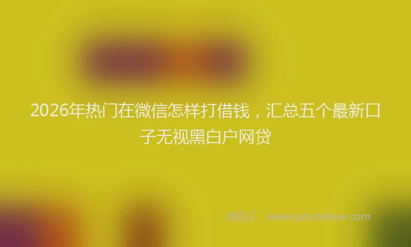 2026年热门在微信怎样打借钱，汇总五个最新口子无视黑白户网贷