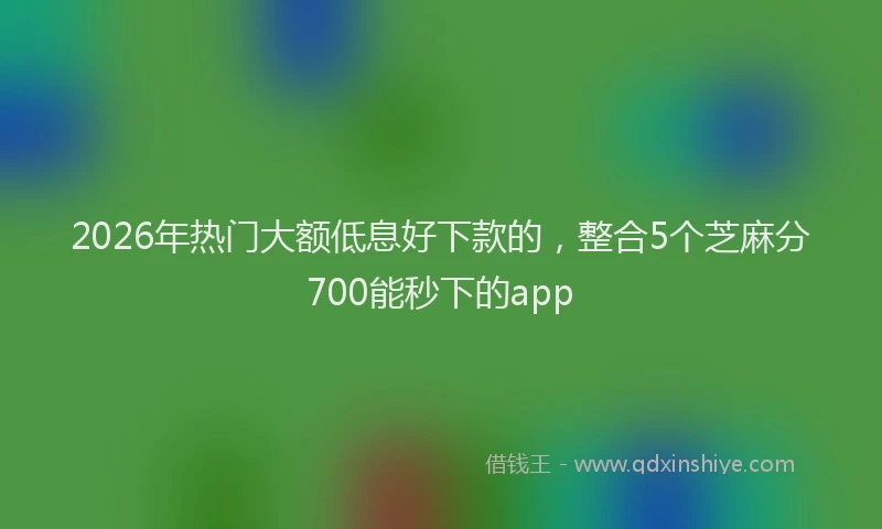 2026年热门大额低息好下款的，整合5个芝麻分700能秒下的app