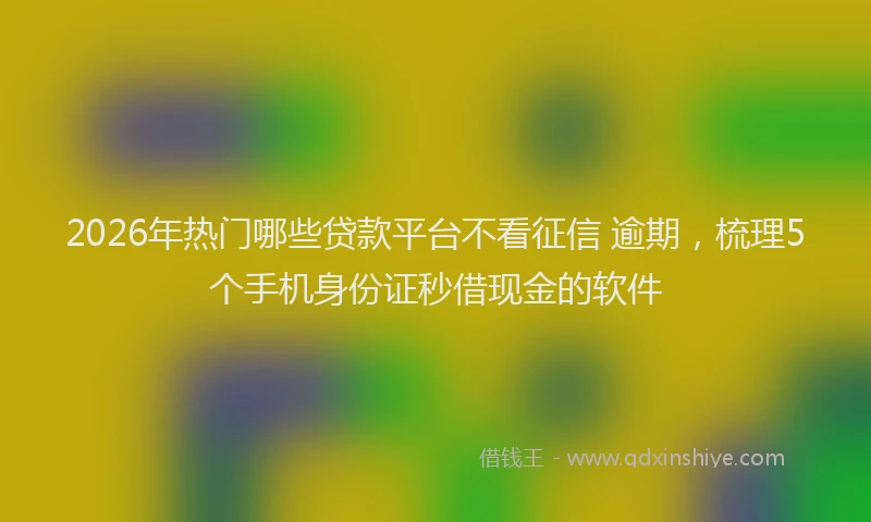 2026年热门哪些贷款平台不看征信 逾期，梳理5个手机身份证秒借现金的软件