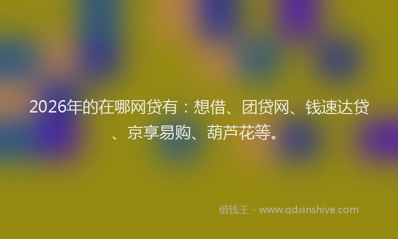 2026年的在哪网贷有：想借、团贷网、钱速达贷、京享易购、葫芦花等。