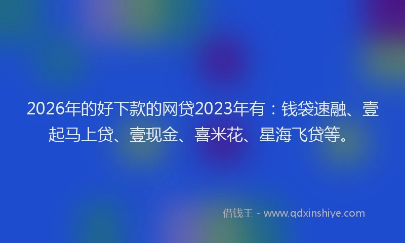 2026年的好下款的网贷2023年有：钱袋速融、壹起马上贷、壹现金、喜米花、星海飞贷等。