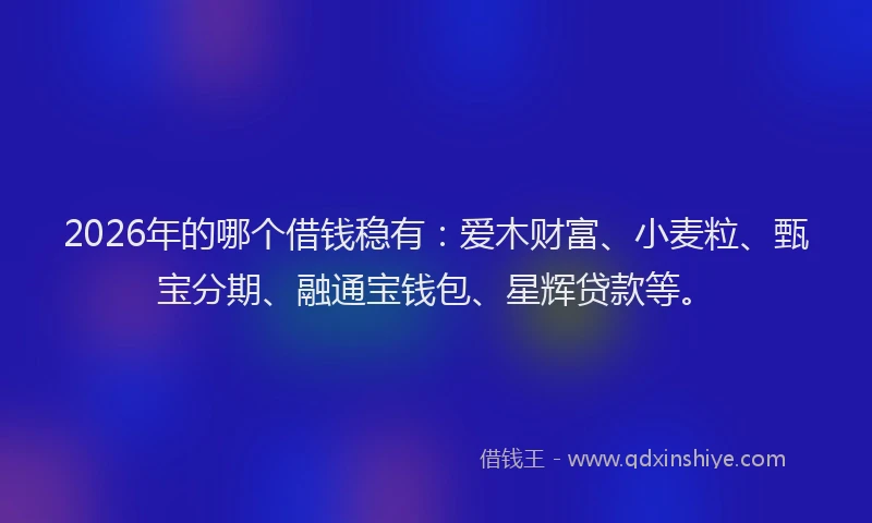 2026年的哪个借钱稳有：爱木财富、小麦粒、甄宝分期、融通宝钱包、星辉贷款等。