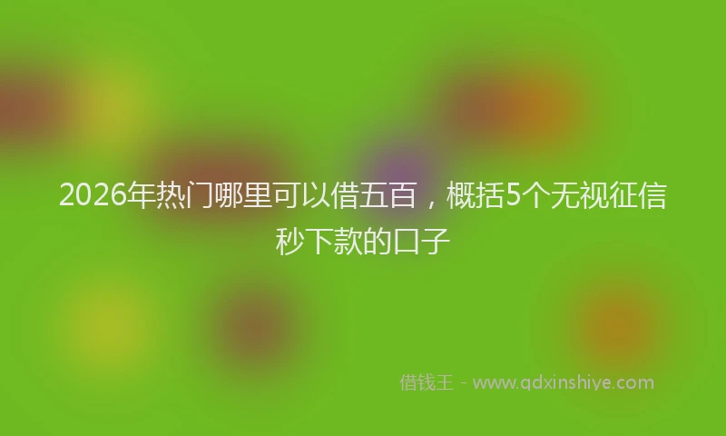 2026年热门哪里可以借五百，概括5个无视征信秒下款的口子