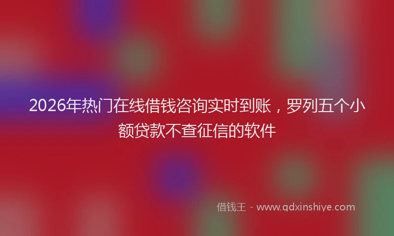 2026年热门在线借钱咨询实时到账，罗列五个小额贷款不查征信的软件