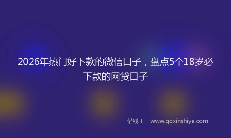 2026年热门好下款的微信口子，盘点5个18岁必下款的网贷口子