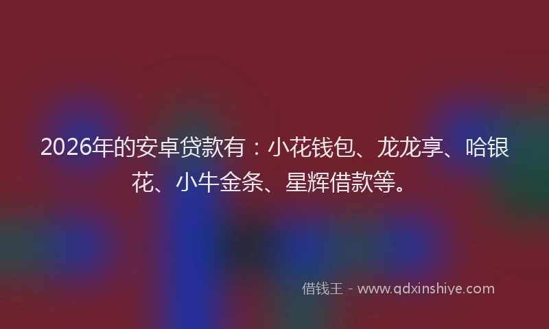 2026年的安卓贷款有：小花钱包、龙龙享、哈银花、小牛金条、星辉借款等。