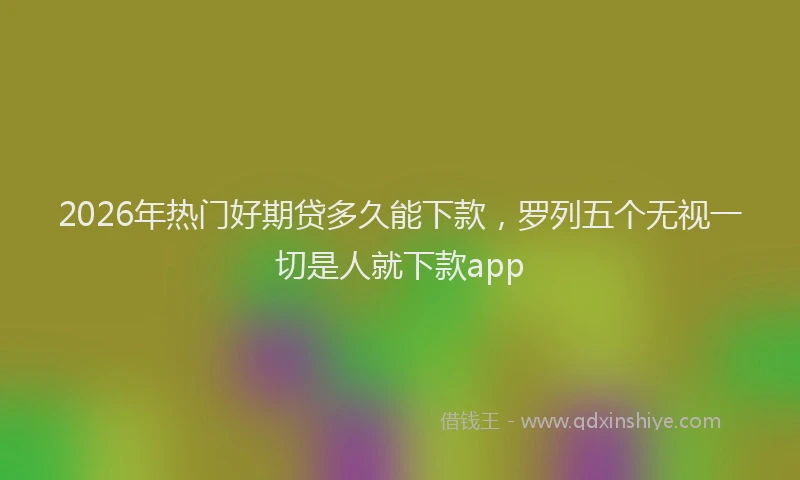 2026年热门好期贷多久能下款，罗列五个无视一切是人就下款app