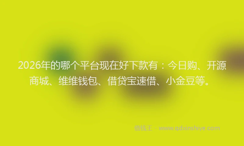 2026年的哪个平台现在好下款有：今日购、开源商城、维维钱包、借贷宝速借、小金豆等。