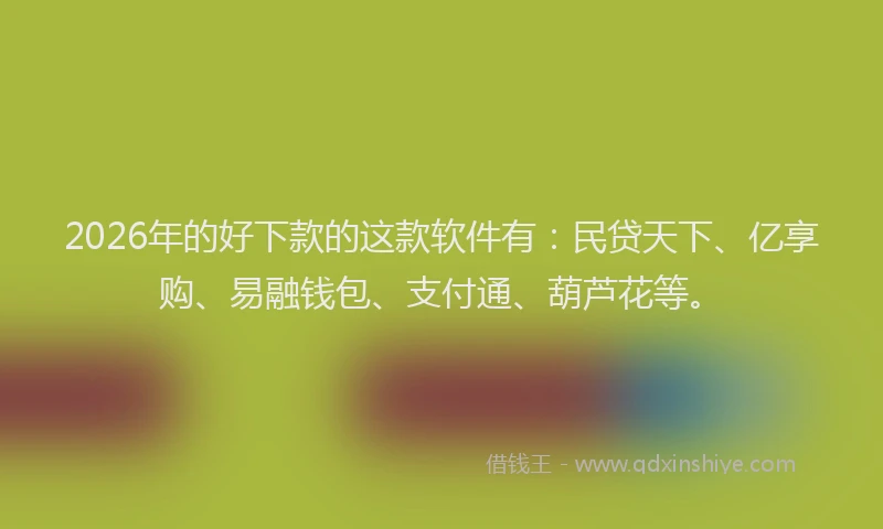 2026年的好下款的这款软件有：民贷天下、亿享购、易融钱包、支付通、葫芦花等。