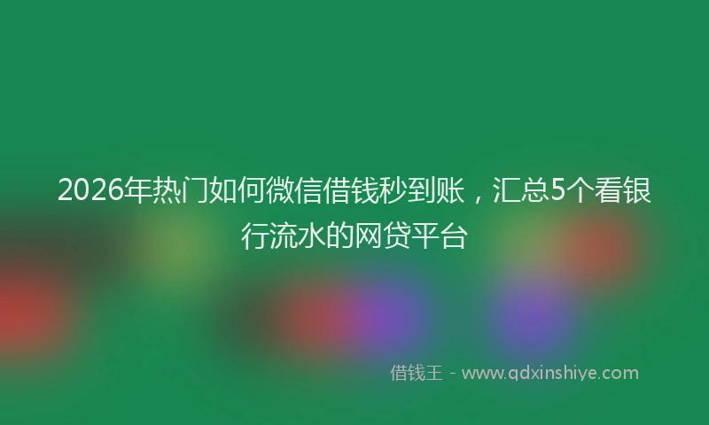 2026年热门如何微信借钱秒到账，汇总5个看银行流水的网贷平台