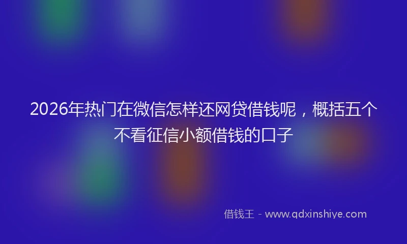 2026年热门在微信怎样还网贷借钱呢，概括五个不看征信小额借钱的口子