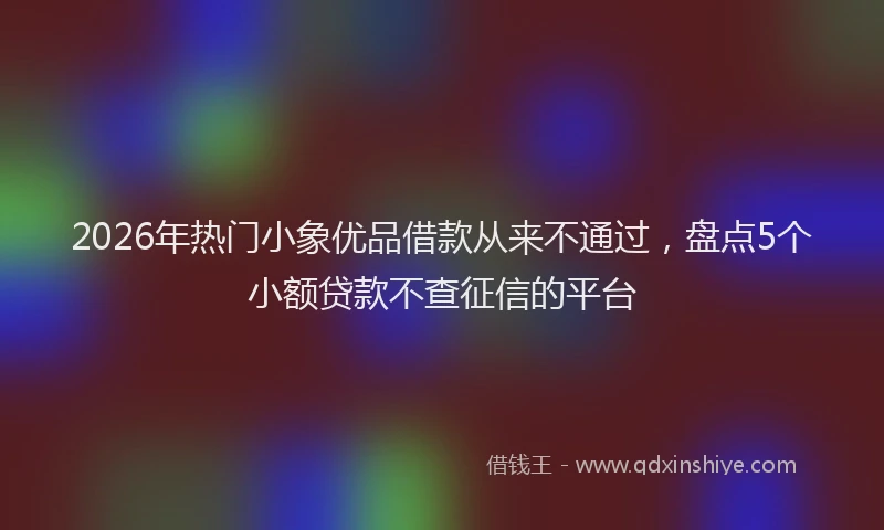 2026年热门小象优品借款从来不通过,盘点5个小额贷款不查征信的平台