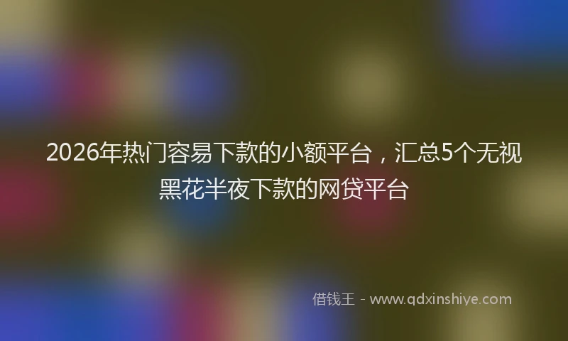 2026年热门容易下款的小额平台，汇总5个无视黑花半夜下款的网贷平台