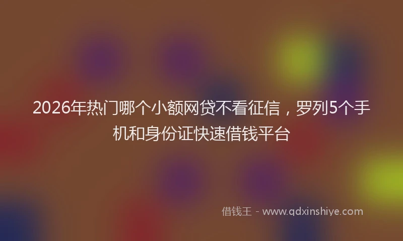 2026年热门哪个小额网贷不看征信，罗列5个手机和身份证快速借钱平台