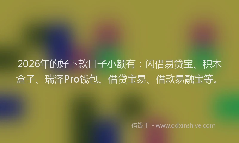 2026年的好下款口子小额有：闪借易贷宝、积木盒子、瑞泽Pro钱包、借贷宝易、借款易融宝等。