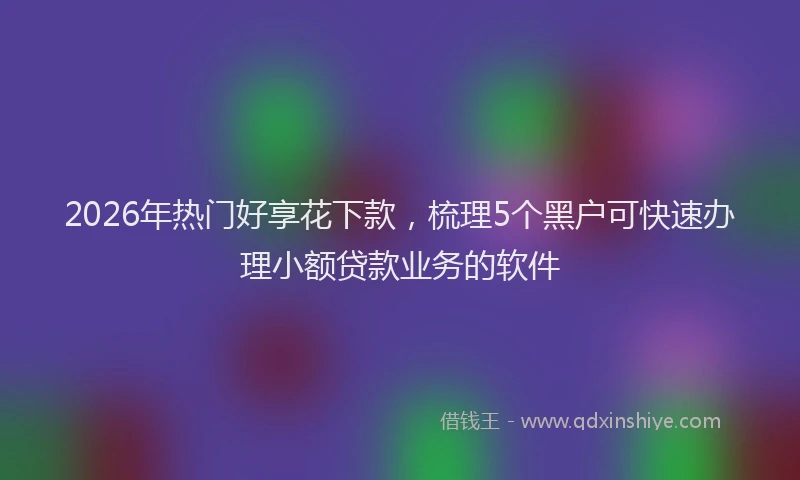 2026年热门好享花下款，梳理5个黑户可快速办理小额贷款业务的软件