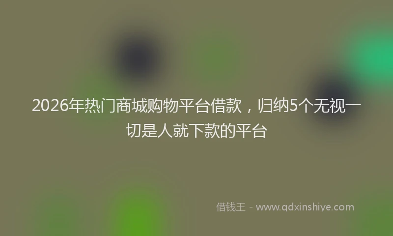 2026年热门商城购物平台借款，归纳5个无视一切是人就下款的平台