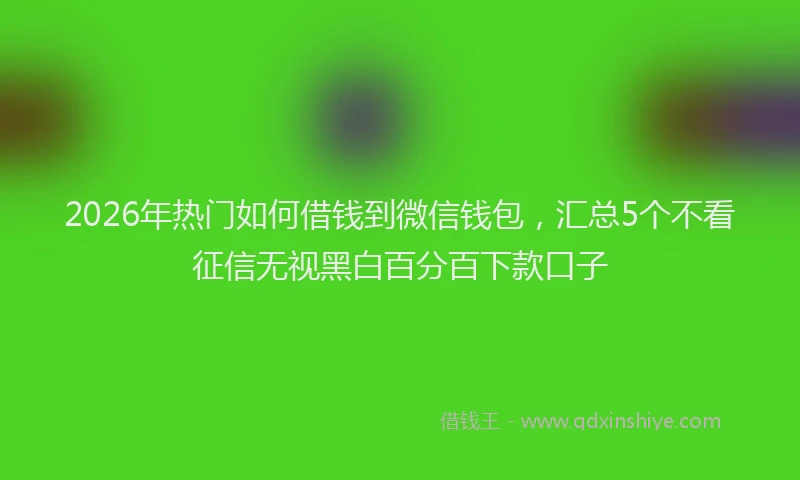 2026年热门如何借钱到微信钱包，汇总5个不看征信无视黑白百分百下款口子