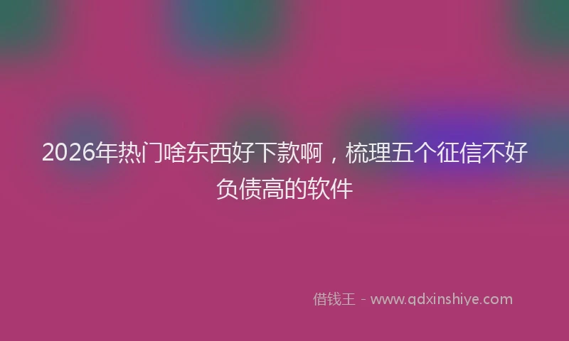 2026年热门啥东西好下款啊，梳理五个征信不好负债高的软件