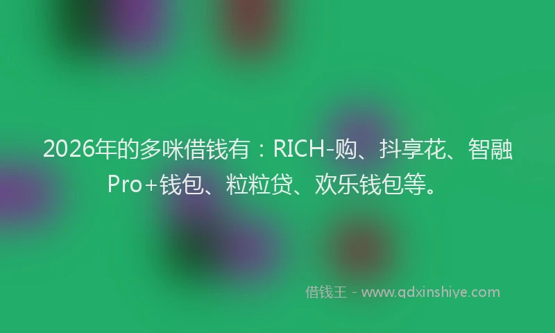 2026年的多咪借钱有：RICH-购、抖享花、智融Pro+钱包、粒粒贷、欢乐钱包等。