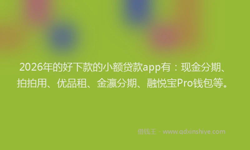2026年的好下款的小额贷款app有：现金分期、拍拍用、优品租、金瀛分期、融悦宝Pro钱包等。