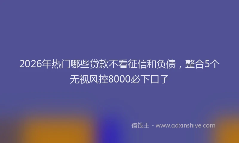 2026年热门哪些贷款不看征信和负债，整合5个无视风控8000必下口子