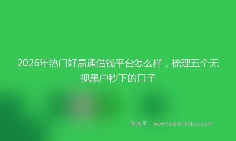 2026年热门好易通借钱平台怎么样，梳理五个无视黑户秒下的口子