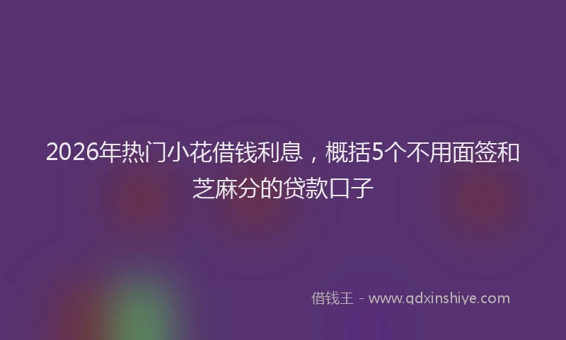 2026年热门小花借钱利息,概括5个不用面签和芝麻分的贷款口子