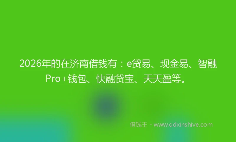 2026年的在济南借钱有：e贷易、现金易、智融Pro+钱包、快融贷宝、天天盈等。