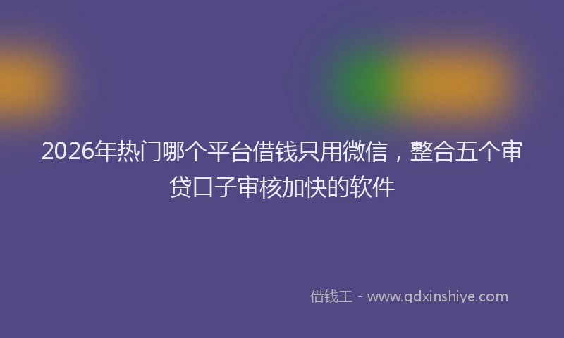 2026年热门哪个平台借钱只用微信，整合五个审贷口子审核加快的软件