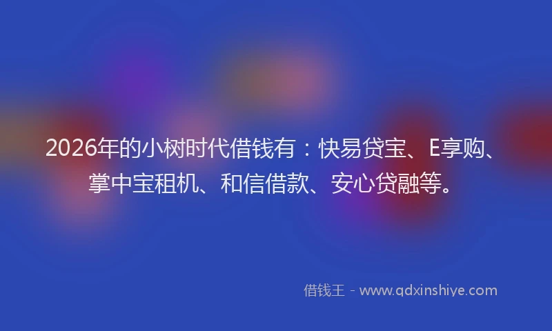 2026年的小树时代借钱有：快易贷宝、E享购、掌中宝租机、和信借款、安心贷融等。