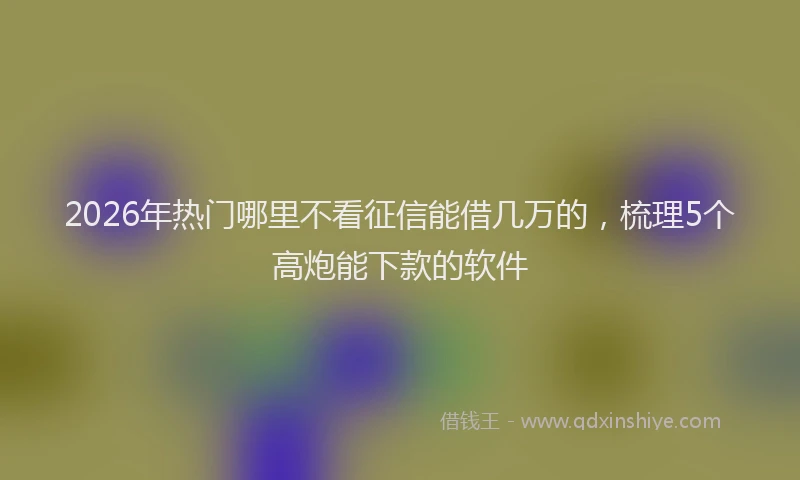 2026年热门哪里不看征信能借几万的，梳理5个高炮能下款的软件