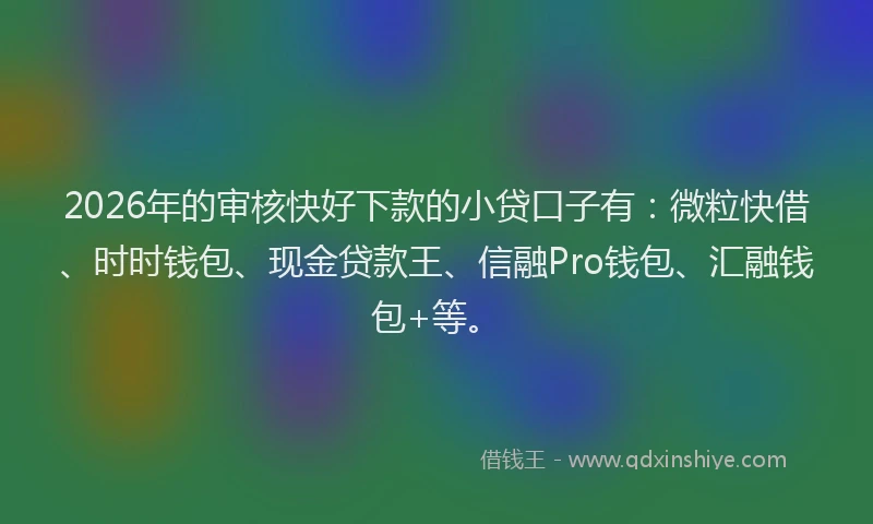 2026年的审核快好下款的小贷口子有:微粒快借、时时钱包、现金贷款王、信融Pro钱包、汇融钱包+等。