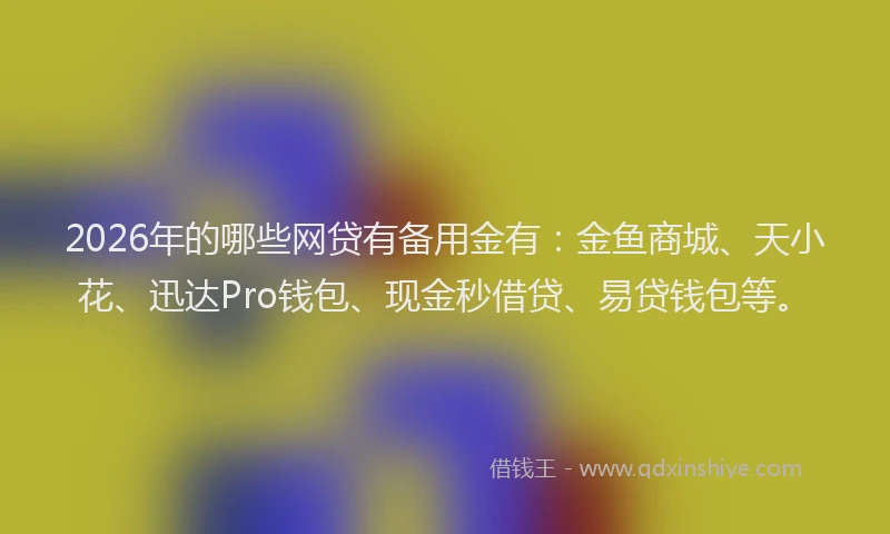 2026年的哪些网贷有备用金有：金鱼商城、天小花、迅达Pro钱包、现金秒借贷、易贷钱包等。