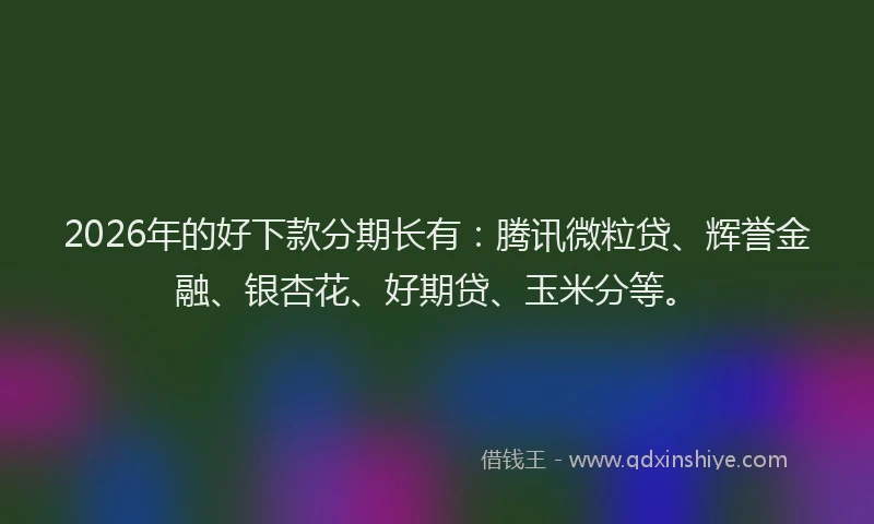 2026年的好下款分期长有：腾讯微粒贷、辉誉金融、银杏花、好期贷、玉米分等。