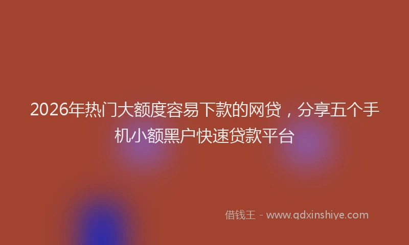 2026年热门大额度容易下款的网贷，分享五个手机小额黑户快速贷款平台