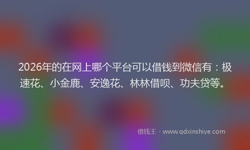 2026年的在网上哪个平台可以借钱到微信有：极速花、小金鹿、安逸花、林林借呗、功夫贷等。