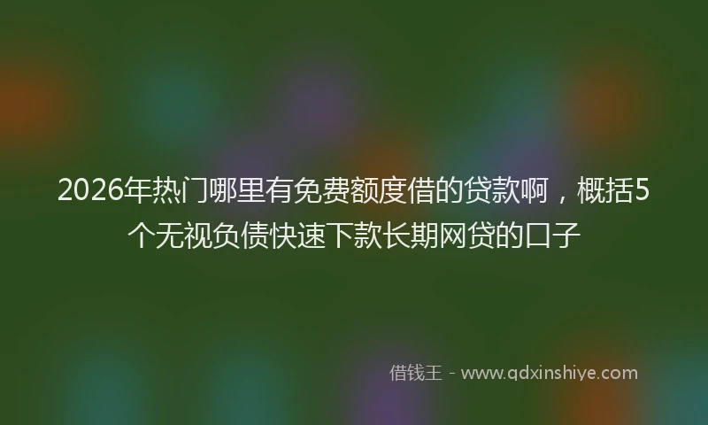 2026年热门哪里有免费额度借的贷款啊，概括5个无视负债快速下款长期网贷的口子