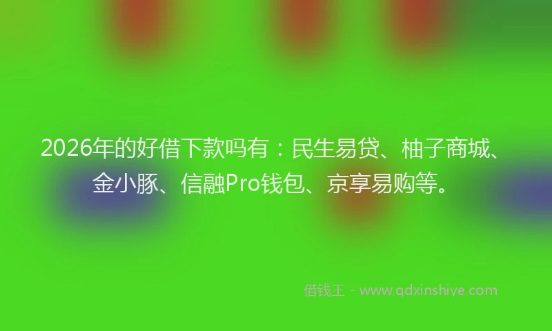 2026年的好借下款吗有：民生易贷、柚子商城、金小豚、信融Pro钱包、京享易购等。